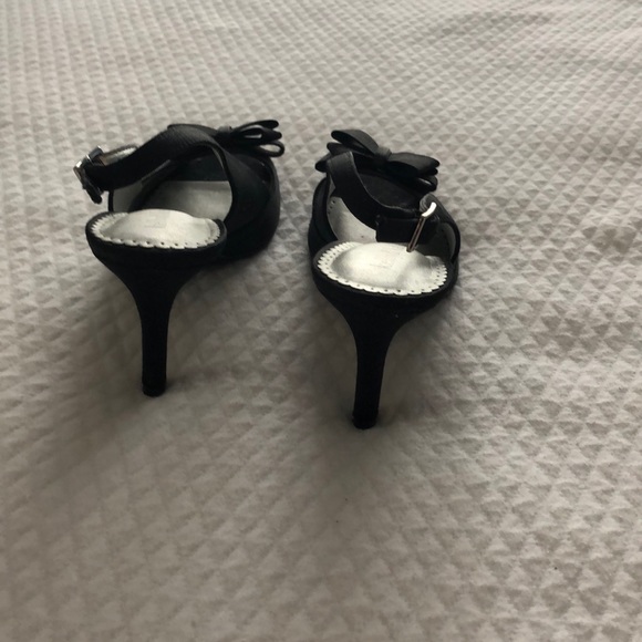 Matte black fabric sling back with bow detail - Picture 3 of 5